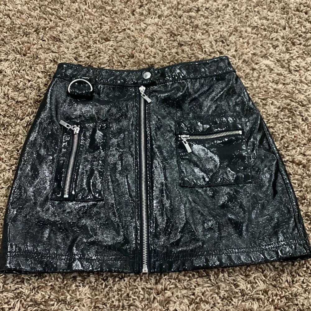 Black leather skirt